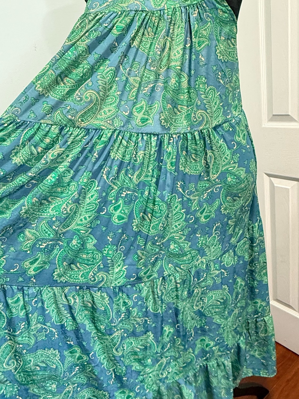 Green & Blue Paisley Halter Maxi Dress - Women's Boho Summer Style - Picture 7 of 12